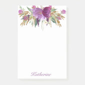 Paarse en gouden Waterverf bloemen Post-it® Notes (Voorkant)