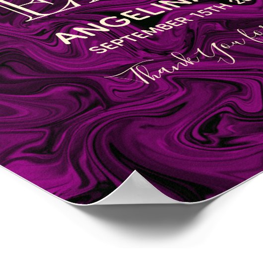 Paarse en gouden welkomstbruiloft poster (Hoek)