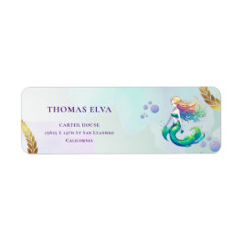 Paarse en gouden zeemeermin Verjaardag onder het Z Etiket