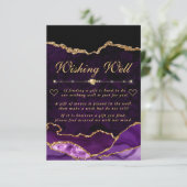 Paarse en goudfaux glitter Agate Wishing Well Informatiekaartje (Staand voorkant)