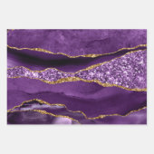 Paarse en goudfaux-glitteragaat inpakpapier vel (Voorkant)