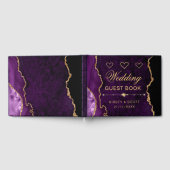 Paarse en goudfeeën Glitter Agate Wedding Gastenboek (Volledig)