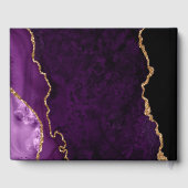 Paarse en goudfeeën Glitter Agate Wedding Gastenboek (Achterkant)