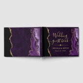 Paarse en goudfeeën Glitter Agate Wedding Gastenboek (Volledig)
