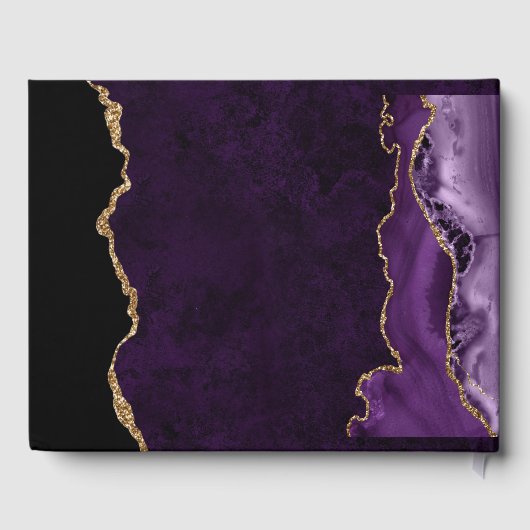 Paarse en goudfeeën Glitter Agate Wedding Gastenboek (Achterkant)