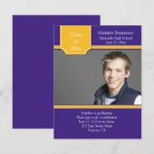 Paarse en goudfoto-Afstuderen Kaart (Voorkant / Achterkant)