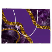 Paarse en goudgetijden Glitter Groot Cadeauzakje (Achterkant)