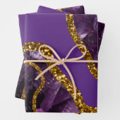 Paarse en goudgetijden Glitter Inpakpapier Vel (In situ)