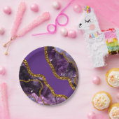 Paarse en goudgetijden Glitter Papieren Bordje (Feest)
