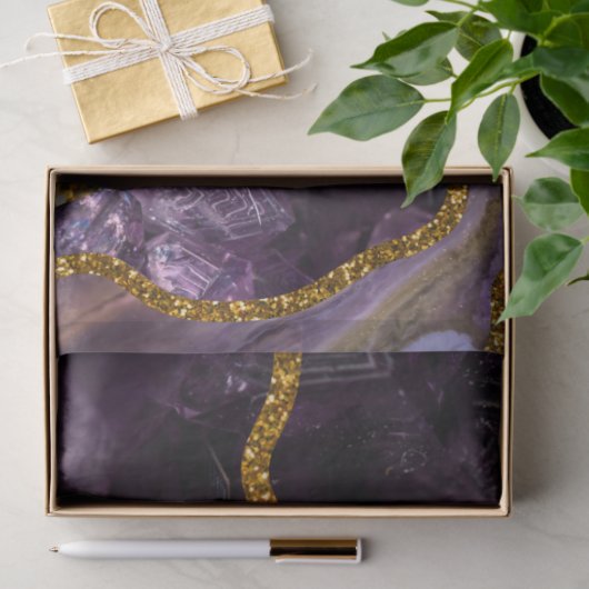 Paarse en goudgetijden Glitter Tissuepapier (Geschenk)