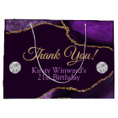Paarse en goudglitter Agate Birthday Groot Cadeauzakje (Achterkant)