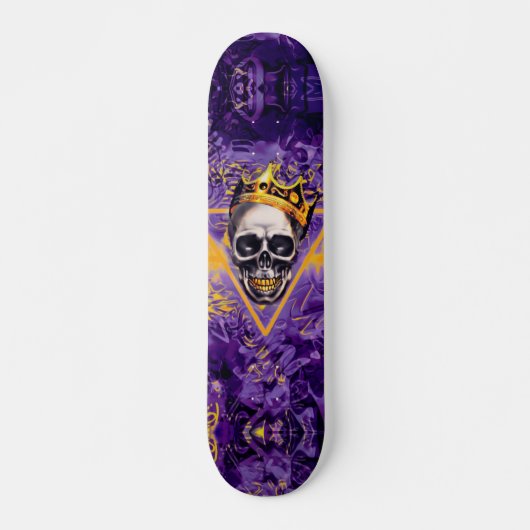 Paarse en goudgraffiti Skull King Skateboard (Voorkant)