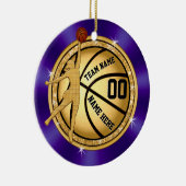 Paarse en goudhonkbalversiering voor meisjes keramisch ornament (Rechts)