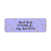 Paarse en goudhoudende Confetti Stippen Modern Gla Etiket (Voorkant)