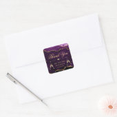 Paarse en goudkleurige marmer Agate Wedding Vierkante Sticker (Envelop)