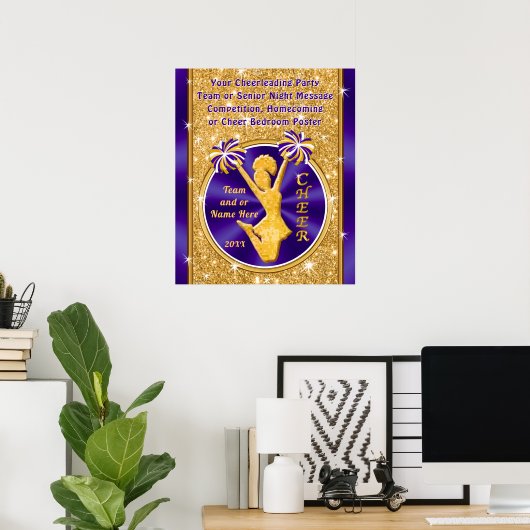 Paarse en goudkleurige Posters (Thuiskantoor)