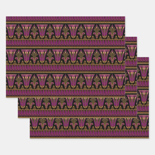 Paarse en goudkunst Deco Inpakpapier Vel (Set)