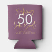 paarse en goudloze verjaardag blikjeskoeler (Achterkant)