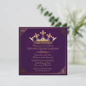 Paarse en goudmakreel Quinceanera Kaart (Staand voorkant)
