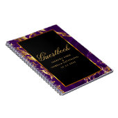 Paarse en goudmarmer en zwart - Guestbook Notitieboek (Rechterzijde)