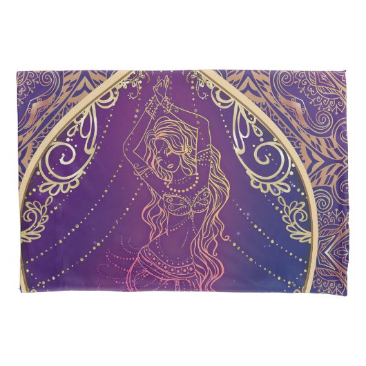 Paarse en goudMarokkaanse Arabische Belly Dansende Kussensloop (Voorkant)