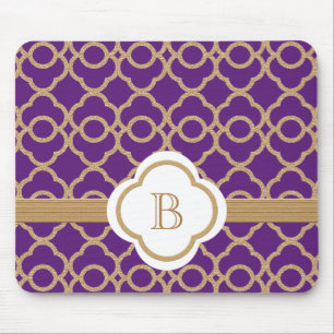 Paarse en goudMarokkaanse monogrammen Muismat