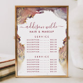 Paarse en goudmatige serviceprijs voor vloeibare i menu