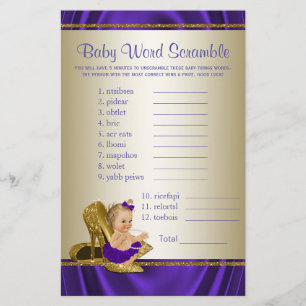 Paarse en goudmeisjes Baby shower Games