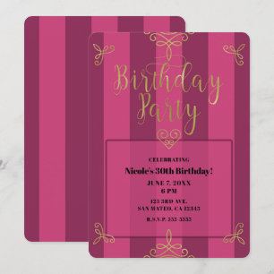 Paarse en goudmoderne Glam Birthday Party Kaart