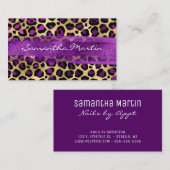 Paarse en goudolieramp met de luipaard visitekaartje (Voorkant / Achterkant)