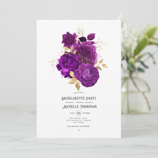 Paarse en goudplatenpartij kaart (Staand voorkant)