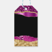 Paarse en goudscheuren zoete zestien cadeaulabel (Achterkant)