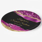 Paarse en goudscheuren zoete zestien papieren bordje (Gekanteld)