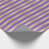 Paarse en goudstaven cadeaupapier (Hoek)