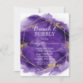 Paarse en goudverf Brunch en uitnodiging voor bubb (Voorkant)