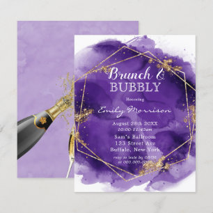 Paarse en goudverf Brunch en uitnodiging voor bubb