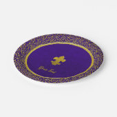 Paarse en goudvleur-de-lis-Jouw tekst Papieren Bordje (Gekanteld)