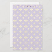 Paarse en goudvleur de lis Stationery Briefpapier (Voorkant / Achterkant)
