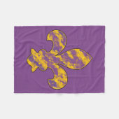 Paarse en goudvlooier de lis Fleece Blanket Deken (Voorkant (Horizontaal))