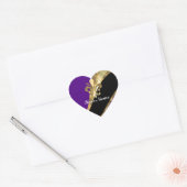 Paarse en goudvloour de lys hart sticker (Envelop)
