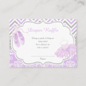 Paarse en Grijze Ballerina Baby Luier Raffle Informatiekaartje (Voorkant)