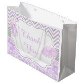 Paarse en Grijze Chevron Ballerina Bedankt Groot Cadeauzakje (Voorkant Gekanteld)