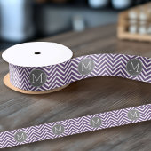 Paarse en grijze Chevron Pattern met monogram Lint