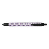 Paarse en grijze Chevron Pattern met monogram Zwarte Inkt Pen (Achterkant)