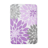 Paarse en grijze Chrysanthema Floral Pattern Badmat (Voorkant Verticaal)