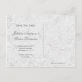 Paarse en grijze Damask Save The Date Aankondigingskaart (Achterkant)