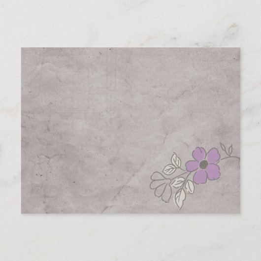  Paarse en grijze Floral sparen de datum Aankondigingskaart (Achterkant)