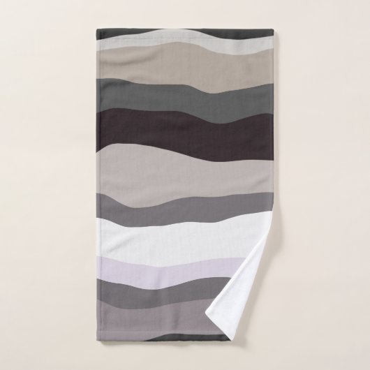 Paarse en grijze golvende strepen bad handdoek (Handdoek)