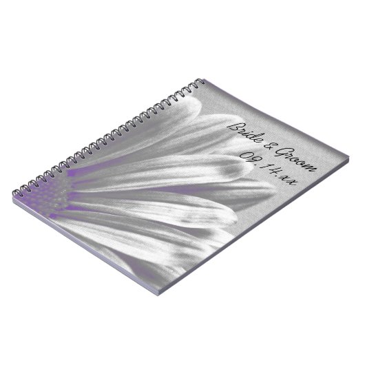 Paarse en grijze hoogtepunten bruiloft notitieboek (Linkerzijde)