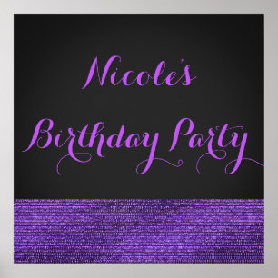 Paarse en grijze moderne Glam Sequins Party Banner Poster